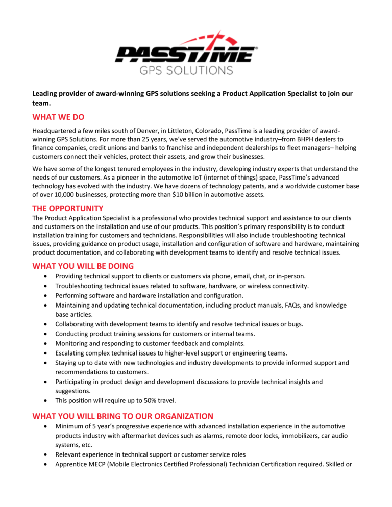 Product Application Specialist Job Announcement 9 30 2023 Page 1 768x994