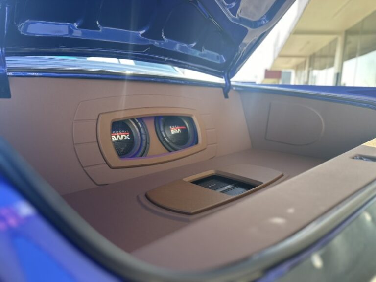 1968 Cadillac custom trunk sub box and amp rack build 768x576